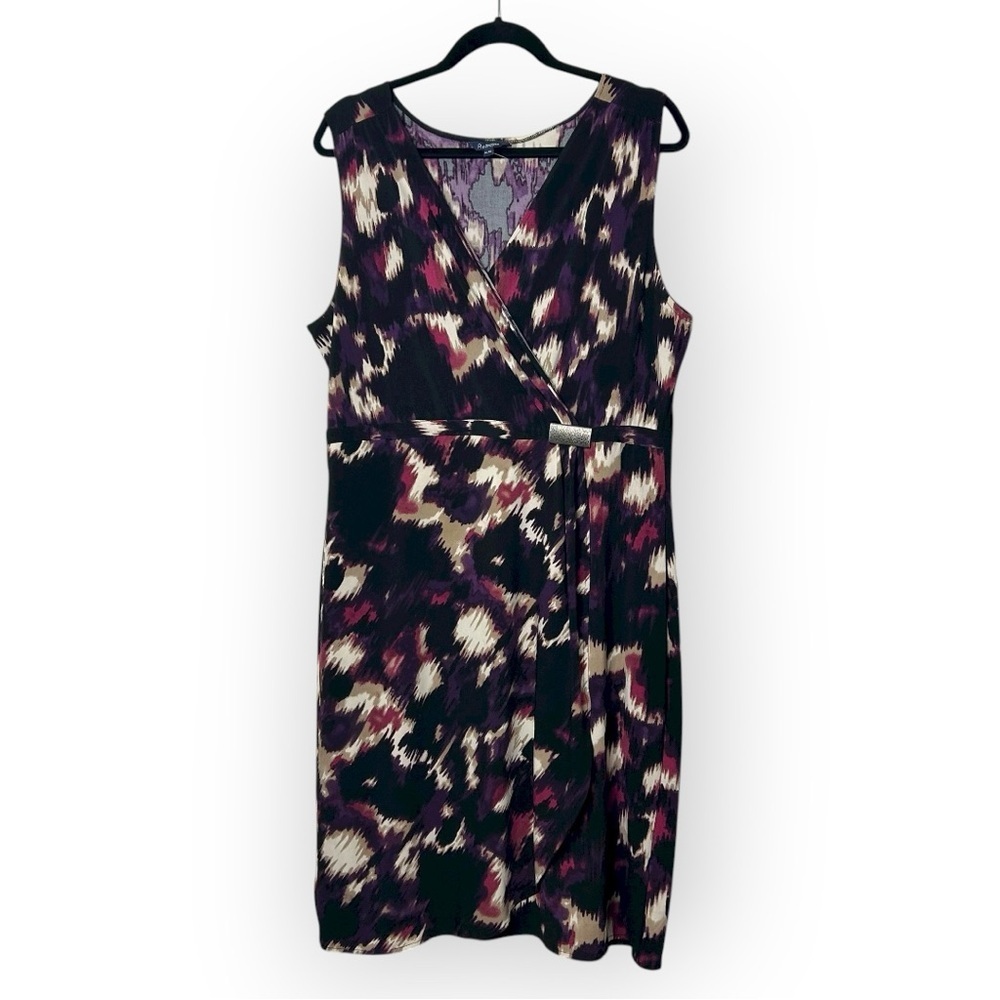 Reitmans Sleeveless Black & Purple Midi Dress XL